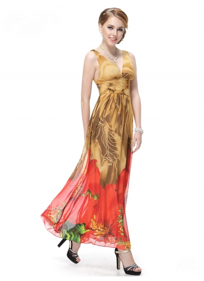 Длинное платье с крупными цветами